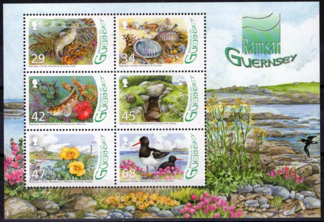 ZAYIX Guernsey 917a MNH Birds Flowers Fish L'Eree Wetlands 080323SM64M