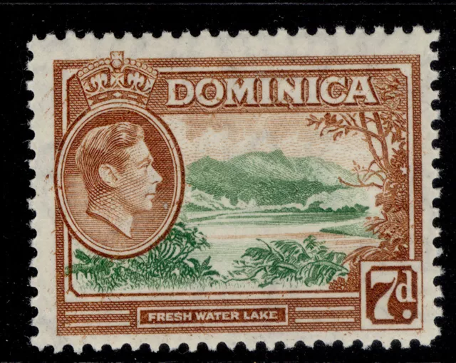 DOMINICA GVI SG105a, 7d green & yellow-brown, LH MINT.