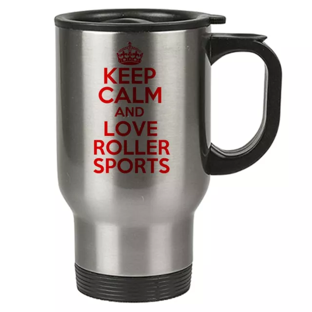 Keep Calm And Love Rodillo SPORTS Térmica Taza de Viaje Rojo - Acero Inoxidable