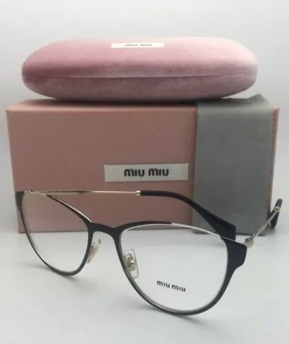 MIU MIU Eyeglasses FRAMES VMU 51O QE3-1O1 53-19 140 Black & Gold Cat Eye Frames