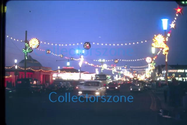 35mm Slide 1971 Blackpool Illuminations Street Scene cars After Dark