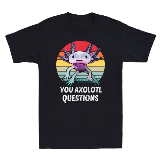 Animal You Axolotl Questions Vintage Retro Men's Short Sleeve T-Shirt Black Tee