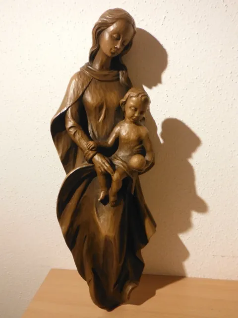 Madonna Muttergottes mit Kind Holzimitat 40cm