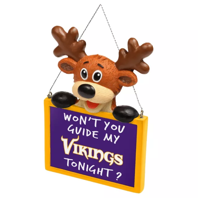 Minnesota Vikings Reindeer with Sign Resin Holiday Christmas Tree Ornament New