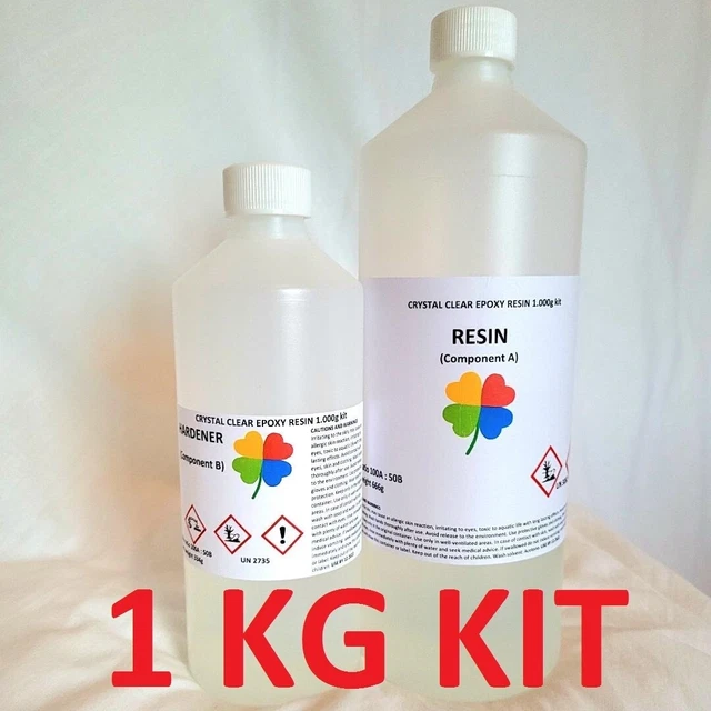 EPOXY RESIN 1KG Kit Crystal Clear Low Viscosity Uv Resistant Odourless