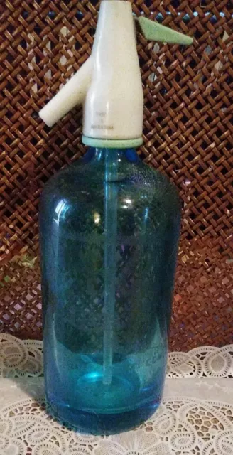 Vintage Apo Gazoasta Light Blue Glass Seltzer Spritzer Bottle Mint Rare