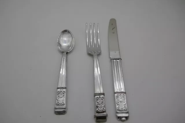 Vintage Child  Size Plastic Silverware Cutlery & 3 piece Set - Knife Fork Spoon