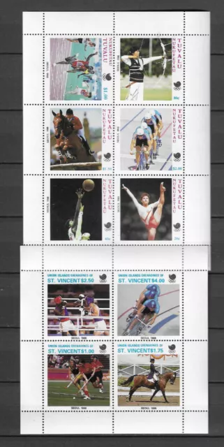 Lot 991 Olympische Sommerspiele 2 Kleinbögen St Vincent Tuvalu 1988 Postfrisch