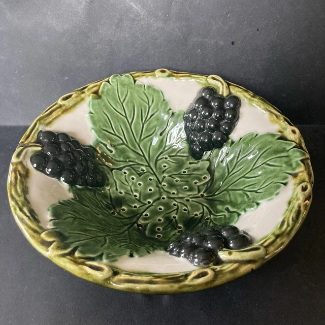 BARBOTINE COUPE À FRUIT et SONT PLAT feuilles et grappes de raisin EDW EUR 35,00 - FR
