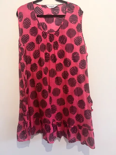 Virtuelle Taking Shape Sz 24 Pink& Navy Sleeveless Cotton Tank Top