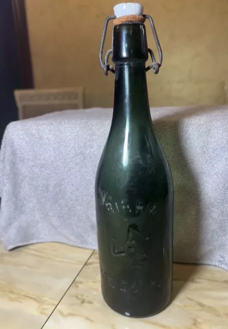 BOTTIGLIA VINTAGE BIRRA MESSINA ANNI 50 60 Vetro Verde