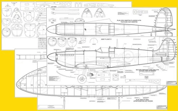 1/4 Scale Spitfire 111"  Giant Scale RC AIrplaneDigital PDF Plans on a CD 3