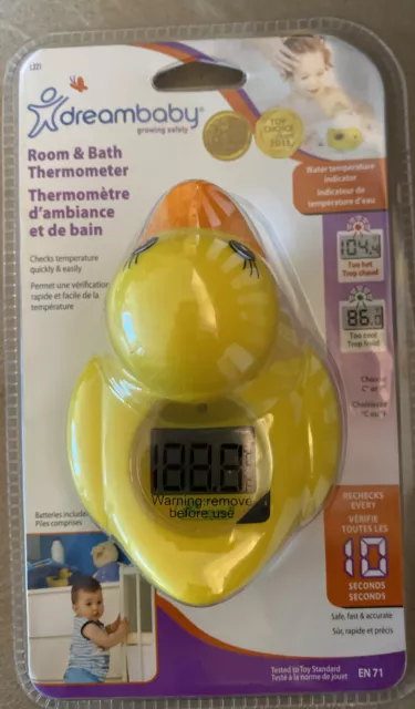Termómetro de habitación y baño Dreambaby y juguete de baño de pato amarillo - - libre de BPA - NUEVO