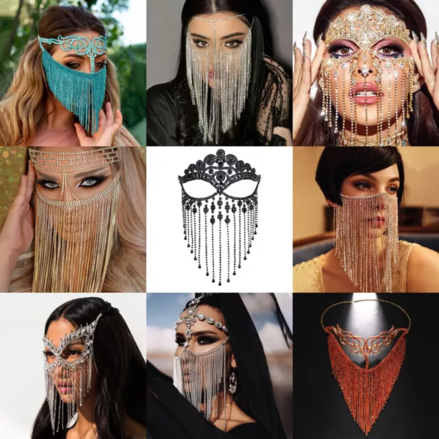 Face Jewelry Mask Rhinestone Crystals Mask Masquerade Mask Party Prom Blindfolds