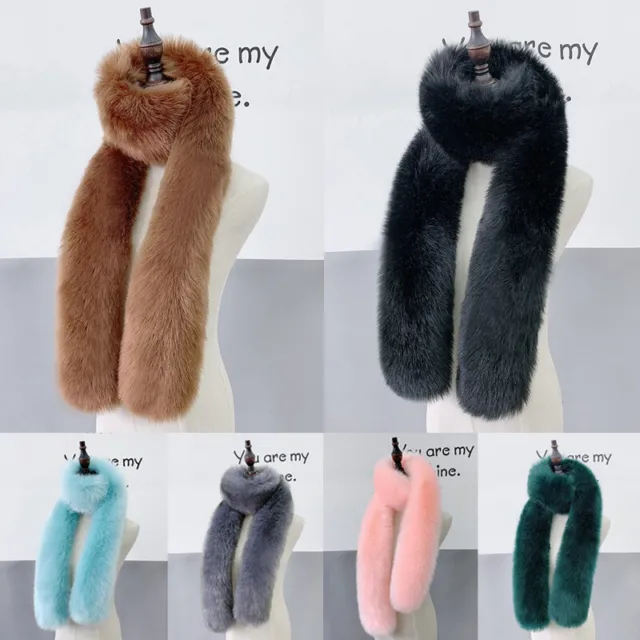 Lady Women Faux Fur long Collar Scarf Fluffy Winter Shawl Wrap Stole Warm Scarf