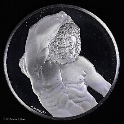 1972 .925 Silver Franklin Mint Medal | Michelangelo The Bearded Prisoner