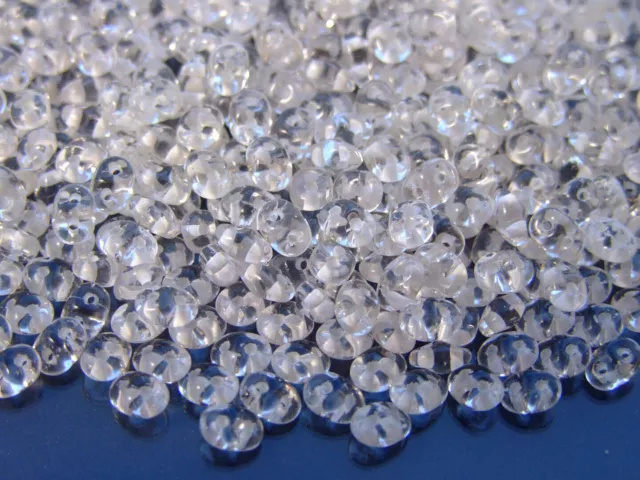 10g Matubo SuperDuo Czech Seed Beads 2.5x5mm Crystal White Lined Jewelry Making