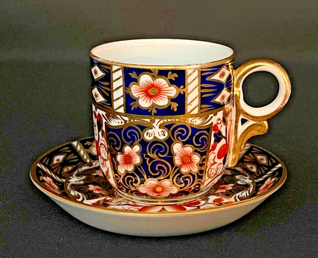 Taza Y Platillo Antiguo Demitasse Rown Derby Tradicional Imari 2451 En Muy Buen Estado