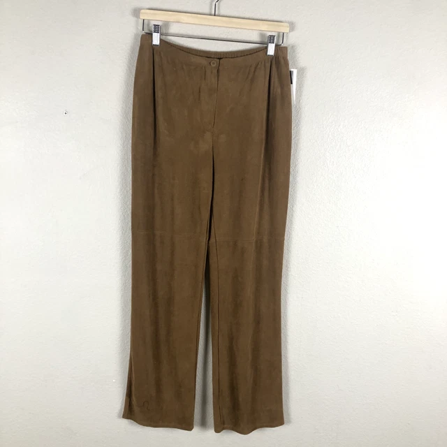 Carole Little Pants Women Small Brown Faux Suede High Rise Flared Leg Casual New