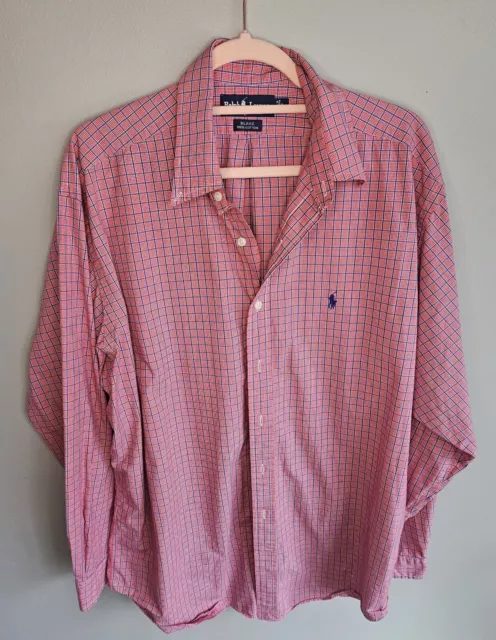 RALPH LAUREN SHIRT Size L Red Blake Long Sleeve Button up Embroidered ...