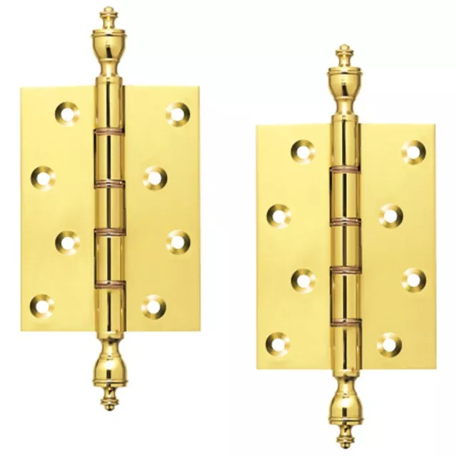 Pair of BRASS FINIAL HINGES fancy solid brass Double Phosphore Bronze Washered