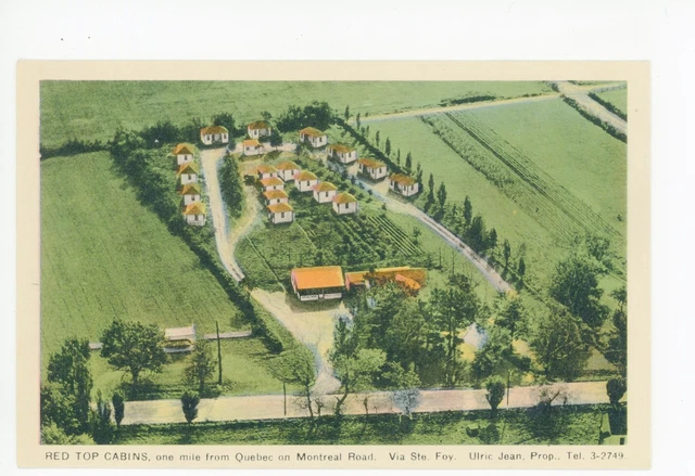 Red Top Cabins—Quebec City—Vintage Roadside CPA Sainte Foy—Rare Motel 1940s