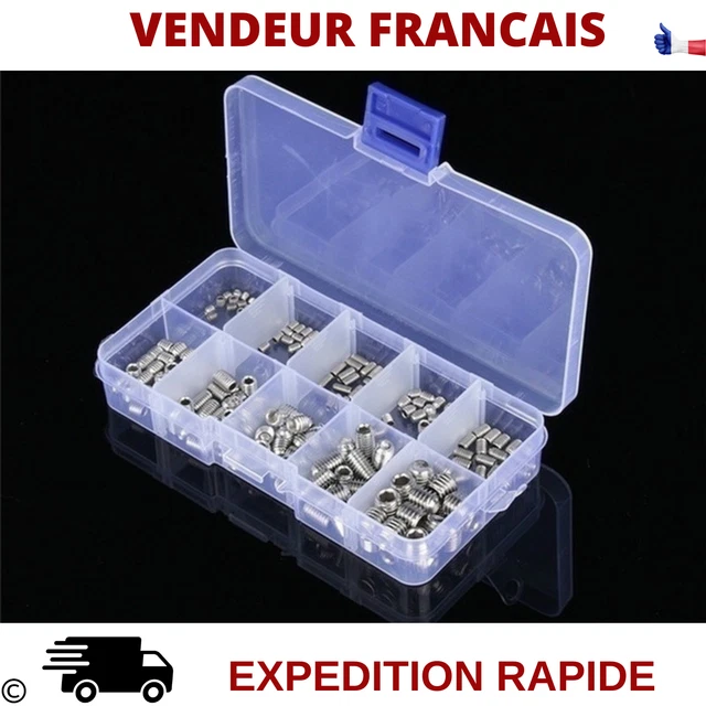 Vis Sans Tete  M3 M4 M5 M6 M8 Acier Inoxydable Bout Plat 6 Pans Boite De 100Pcs