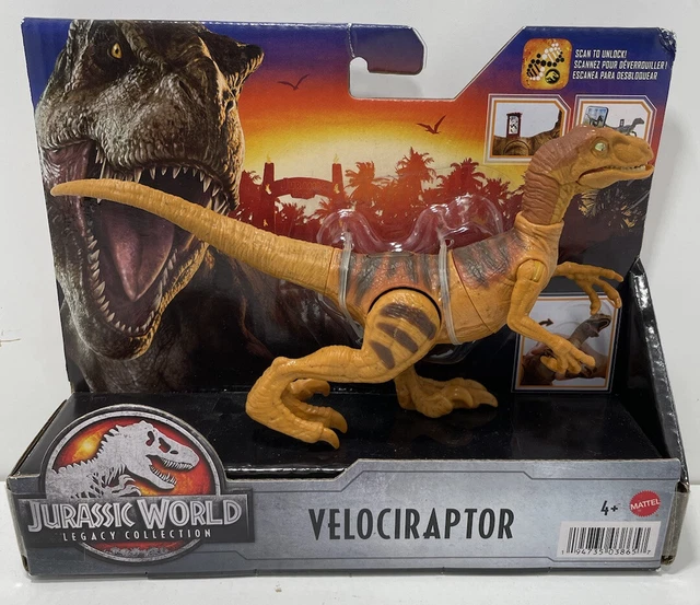 thumbnail image 2 of Mattel Jurassic World Legacy Collection Orange Velociraptor Dinosaur Figure With Attack Action 2 of 11