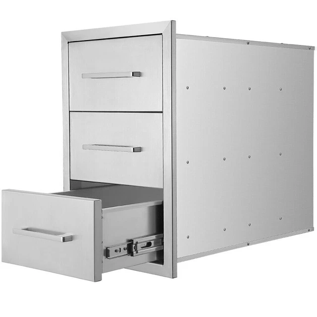 Outdoor Kitchen Drawer Stainless Steel 14x21x23" Triple Access Drawer BBQ Island