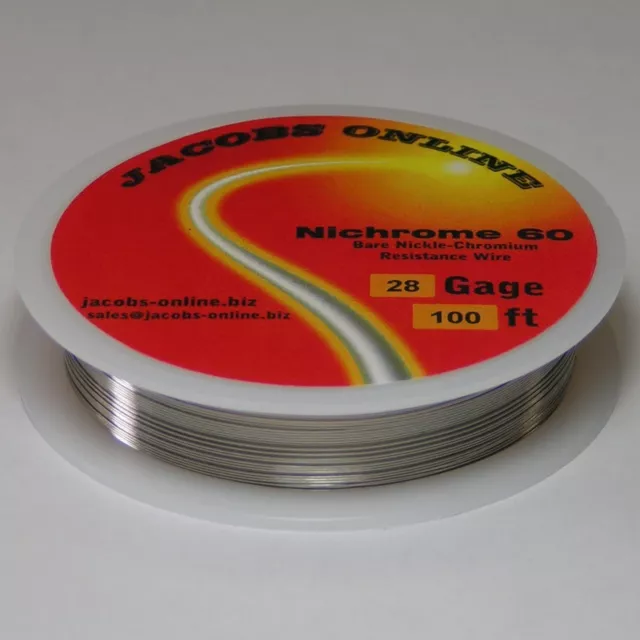 Nichrome 60 resistance wire, 28 AWG (gauge), 100 feet