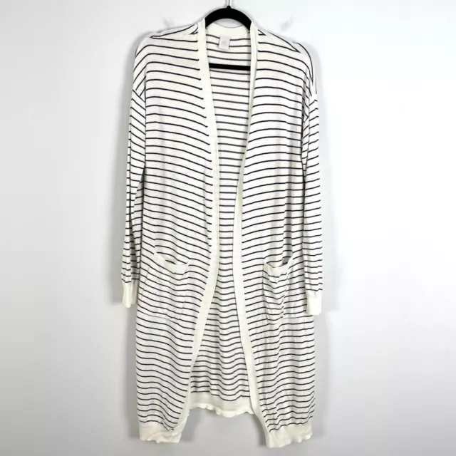 Ale by Alessandra Womens Stripe Long Cardigan Sweater Size Small Long Sleeve