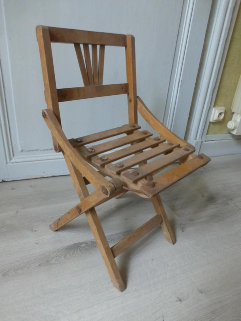Ancien Fauteuil Pliant De Camping - Chaise Vintage Jardin - Déco Rétro