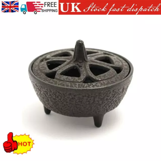 Cast Iron Incense Burner for Wax Melt Pot Dish Fragrance Oil Stoves Log Wood UK