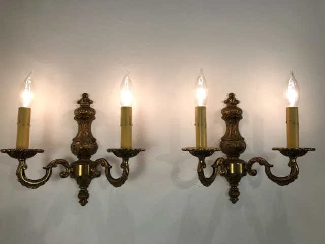 Pair of vintage antique French brass Crystal Wall Sconces lamp 1970s  EB9001/P