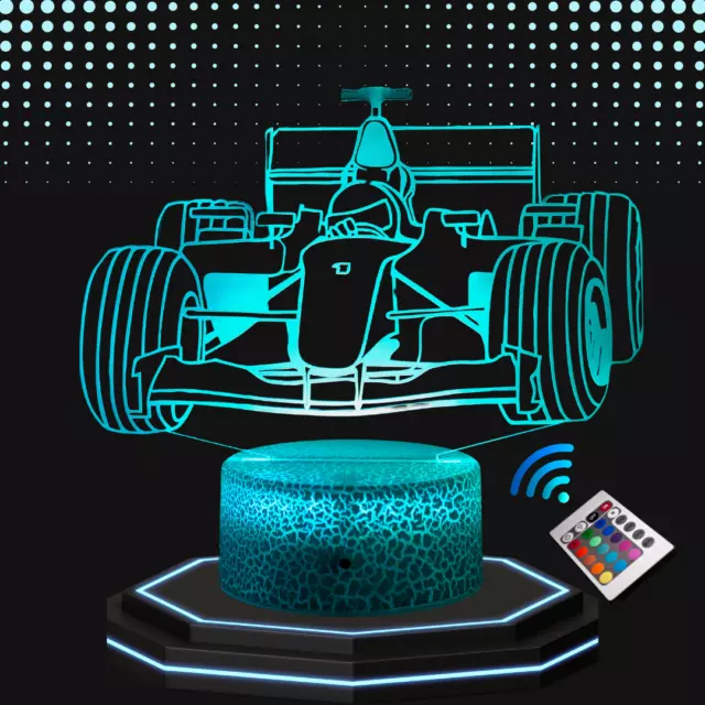 Lampe de chevet 3D LED Formule 1 F1 voiture - Veilleuse changement de couleurs