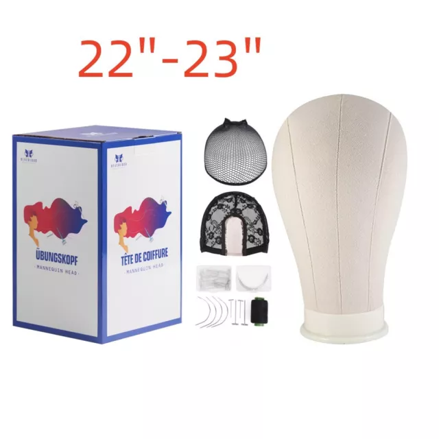 22" 23" Canvas Mannequin Block Head w/ Clamp For Hat Styling Wig Making Display