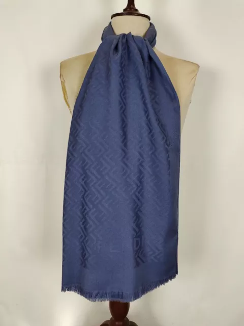 Sciarpa invernale FENDI vera vintage seta blu cashmere scialle avvolgente sciarpa invernale