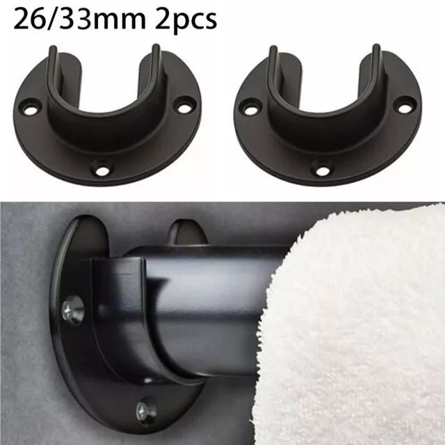 Sturdy Stainless Steel Clothes Closet Rod Bracket Flange Lever Holder Set of 2