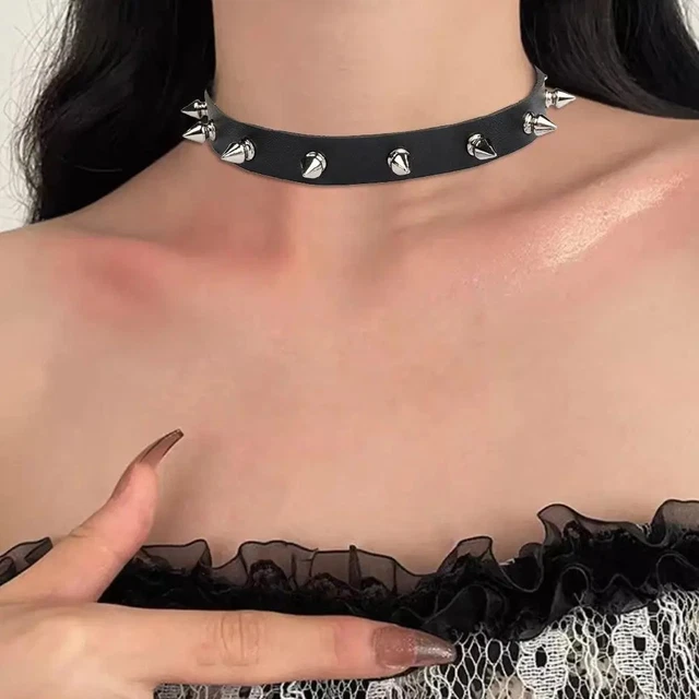 JJDREAMS – Girocollo Gotico In Pelle PU Con Ciondolo A Cuore E Catena – Regolabile – Accessorio Punk Per Donna