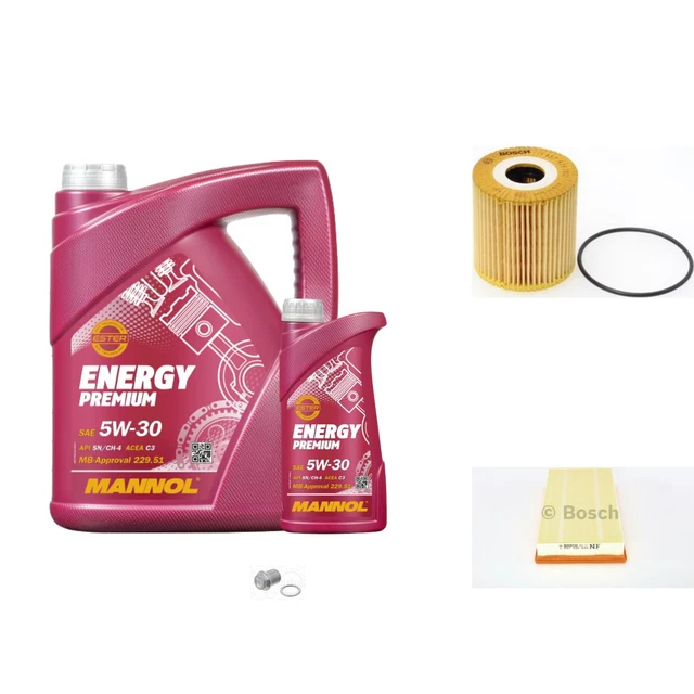 Bosch Pacchetto di Ispezione 6 L mannol Energy Premium 5W-30 per Volvo V70 I