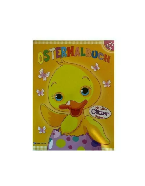 Ostermalbuch mit tollen Glitzer Seiten Malbuch Mal Album Ostern für Kinder 