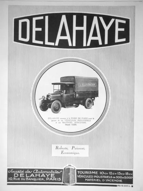 1927 Delahaye Press Advertisement Sturdy Powerful Industrial Vehicles