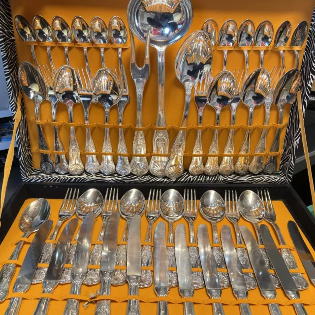 1960s Kings Pattern Cutlery Silver Plate 51 Piece