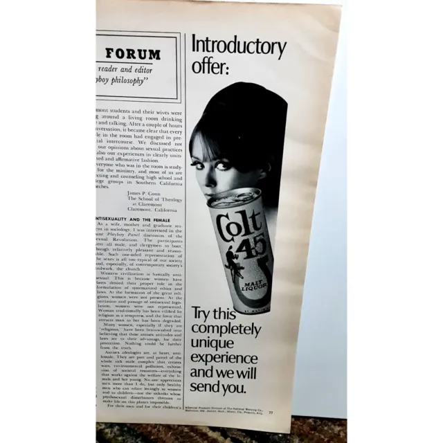 Vintage 1967 Colt 45 Malt Liquor Woman Ad Original epherma