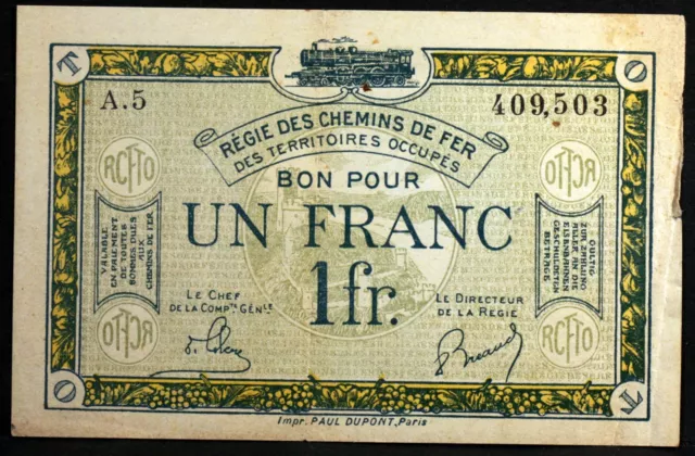 Monnayage de nécessité, France, Régie des chemins de Fer, 1 Franc BI66
