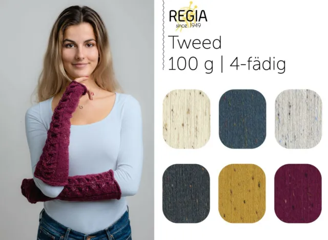 Regia Tweed Uni Sockenwolle 4-fach 👣 4fädig Socken stricken á 100g