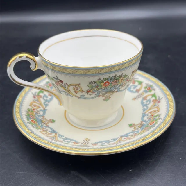 Vintage Aynsley Bone China Tea Cup And Saucer Made In England Henley Gold Trim