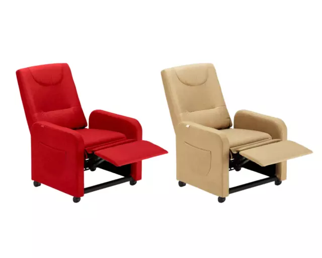 Fauteuil Relax En Tissu Inclinable Repose-Pieds Sur Roulette Dossier Relaxant TV