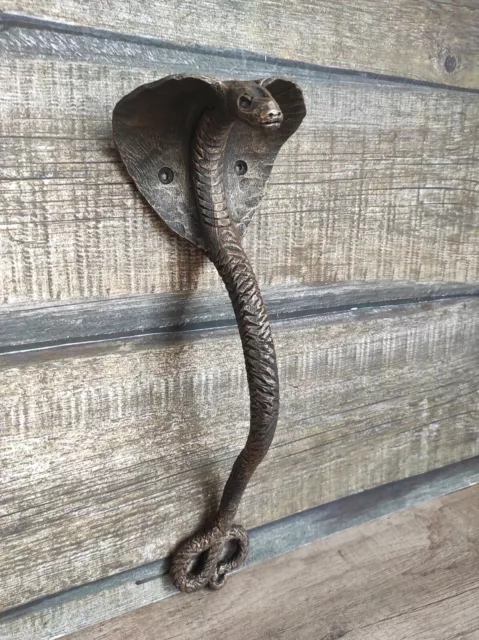 Cobra door handle, snake door handle, metal handle, hand forged pull, Barn door