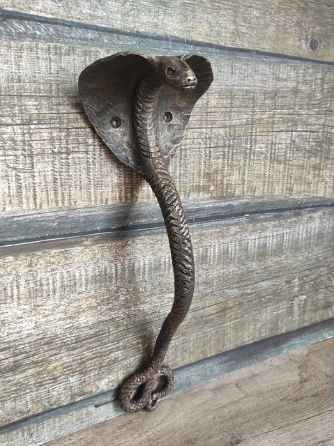 Cobra door handle, snake door handle, metal handle, hand forged pull, Barn door